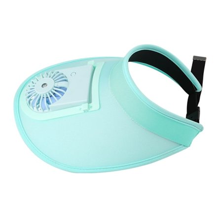 Genopladelig kasket med ventilator, stor solbeskyttelse med indbygget tre-trins ventilator, solskærm med ventilator med justerbar spænderem og