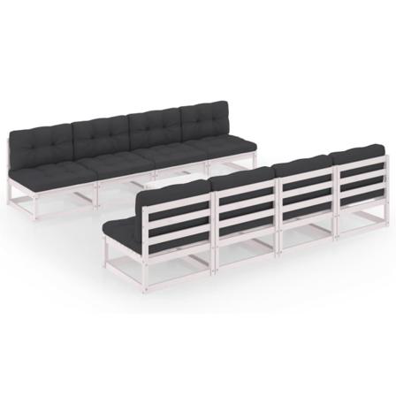 Vidaxl Loungegrupp Med Dynor 9 Delar Massiv Furu Vit
