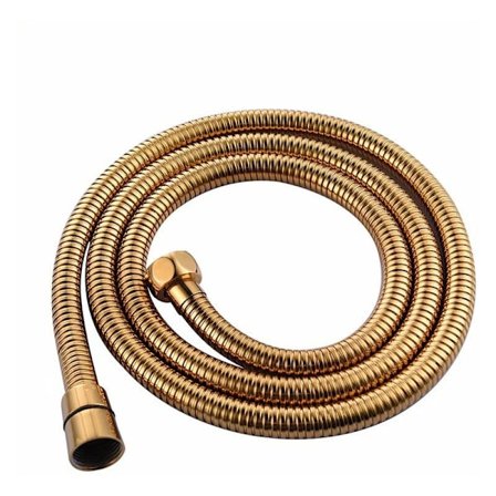 1,5 m Gylden Anti-Twist Bruseslange i Rustfrit Stål med Massiv Messing, Håndholdt Bruseslange i Rustfrit Stål