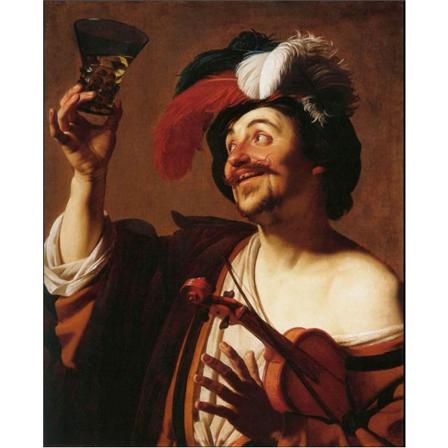Happy Violinist With A Glass Of Wine, Gerard Van Honthorst Brun