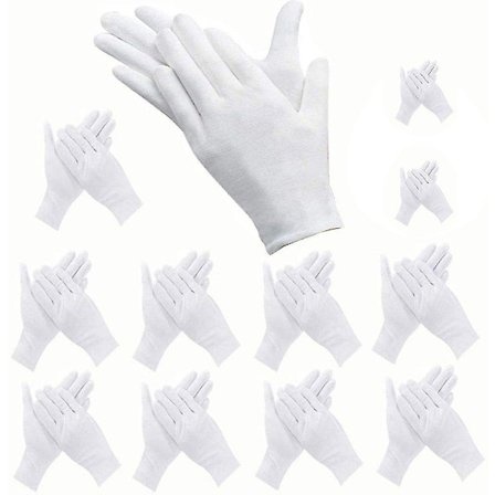 12 Par Hvide Bomulds Handsker, Hvide Klæde Handsker, Ren Bomuld Pleje Handsker, Komfortable