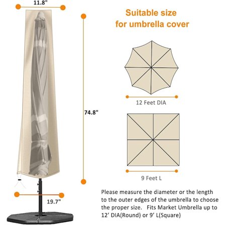 190*50*30 cm - Parasolbetræk - 210D Oxford stof - vandafvisende - havetilbehør