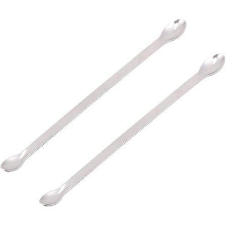 2 stk. Medicinske skeer i rustfrit stål, laboratorie ske, 20 cm, dobbelthovedet mini ske, hjemmeapotek, sølv