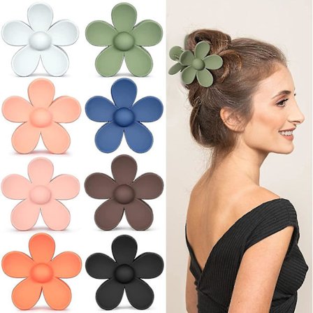 Set med 8 blomsterhårklemmer, sklisikre hårklemmer, blomsterhårklemmer for tykt og tynt hår, hårstyling