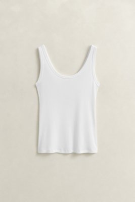 GANT - Ribbestrikket singlet til dame white