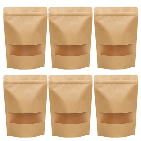 100 kpl läpinäkyvät ikkunalliset kraft-paperilahjapaperipussit kannettavat itseliimautuvat makeisten säilytyspussit juhlatarvikkeisiin (16x22cm)