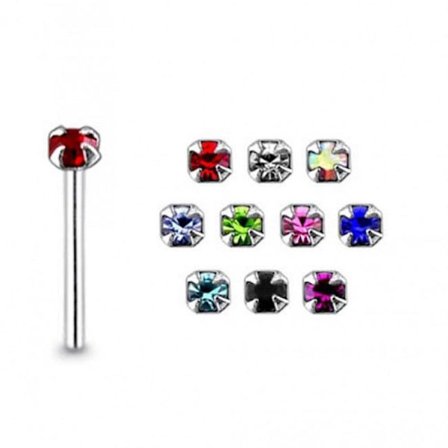 1 st.Näspiercing i Sterling silver med Kloinfattad 1,5 mm. CZ