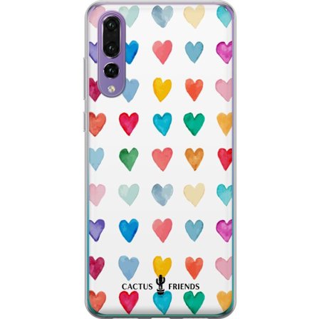 Kompatibelt Mobildeksel til Huawei Huawei P20 Pro Cactus and Friends - Watercolor Love Grid