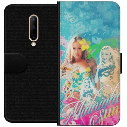 Kompatibelt Lommeboketui til OnePlus 7 Pro Eventyrverden med Steve, Creeper og dyr i fargerik blokkgrafikk