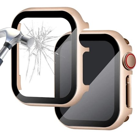 Skal för Apple Watch-fodral 45 mm 41 mm 44 mm 42 mm 40 mm 38 mm Metall Aluminiumram Stötfångare Härdat Glas Skydd serie 6 SE 5 8 7