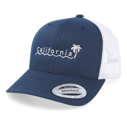 Iconic - Blauw Cap - California Palm Navy White Trucker @ Hatstore