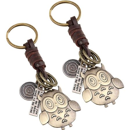 Vintage Ugle Nøglering Vintage Personlig Læder Vintage Ugle Nøgle