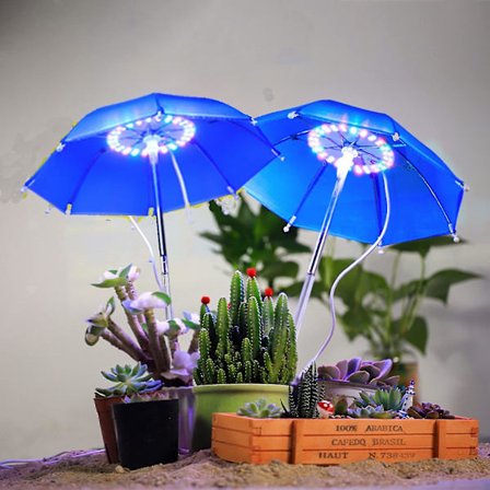 Växtlampa för inomhusväxter Liten paraplyformad 48 LED växtlampa med 3/9/12 H timer Fullspektrum Halo växtväxande lampor för växthus,