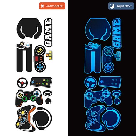 Pelihahmojen seinätarrat, hohtavat tarrat kattoon, poikien makuuhuoneen sisustus, suuret valaisevat irrotettavat seinäkoristeet lastentarhaan, lasten 