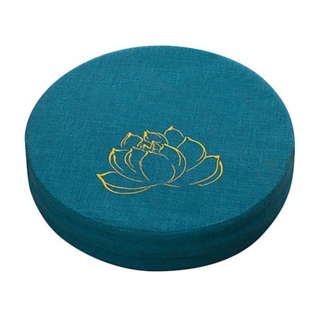 Meditationspude Rund Hårdskum Bomuld Linned Betræk Aftagelig Vaskbar Komfortabel Gulvpude til Balkon Stue Tatami Søblå