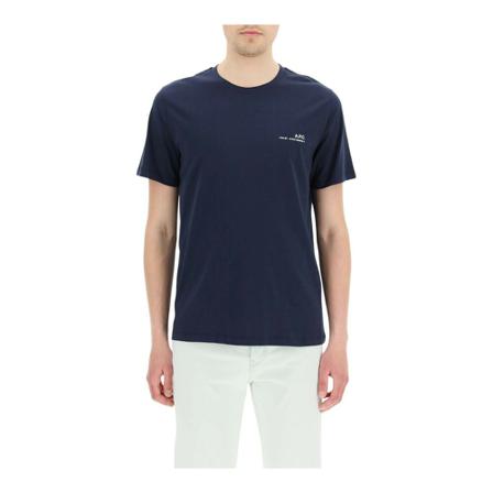 A.p.c., logo print t-shirt Blauw, Heren, Maat:L,Cotton