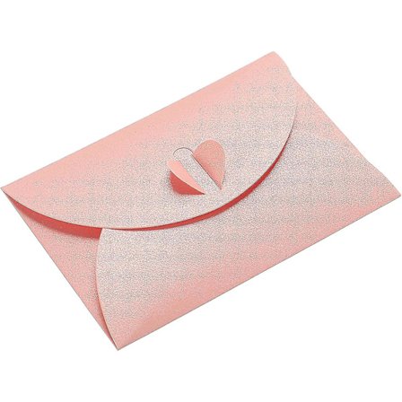 Mini Kuverter, 50 Pak Hjertelukning Tiny Items Opbevaring Sød Gave Kort Holder Til Bryllup Hilsen Fest, Pink