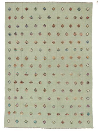 Kilim Nimbaft Rug 200X289 Green/Brown Wool, Afghanistan