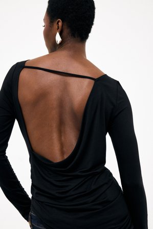 Premium Selection Haut drapé à dos ouvert - - Noir - M