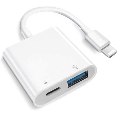 Lightning til USB 3.0 OTG-adapter til iPhone, iPad, USB-kameraadapter med hurtigopladning
