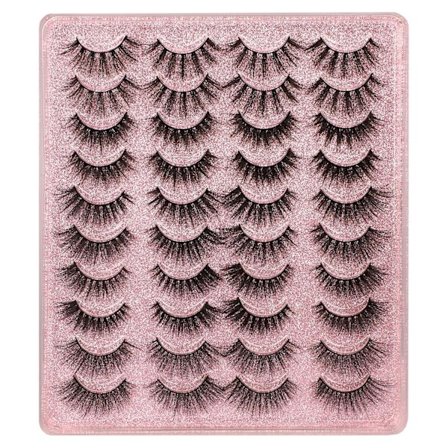 Lösögonfransar 20 par, Naturliga Wispy 3D Minkfransar Blandat Paket, Vardags- och Festklädsel för Kvinnor