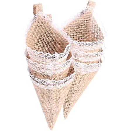 Jute Kegle Planteholder Organizer Kirkegang Dekoration Bryllup Fest (Lysebrun) (10 stk)