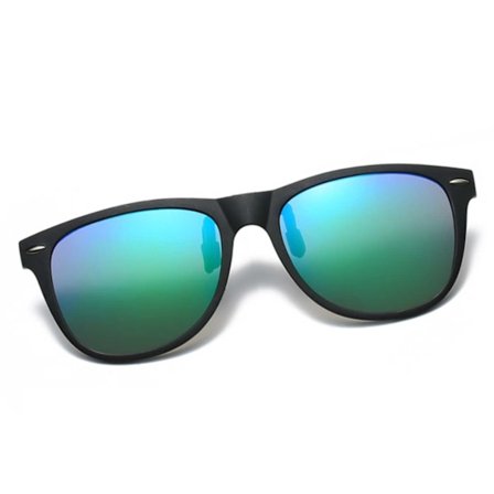 Polarisoitu Wayfarer Clip on aurinkolasit Käännä ylös vihreä peililinssi