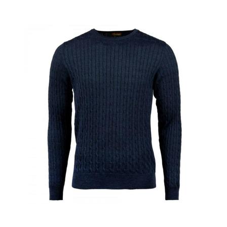 Stenströms Round-neck Strik Blå, Herre Strik