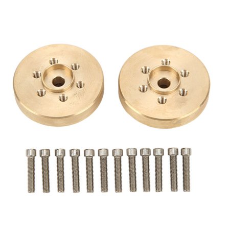 1 par RC Bil Messing Hjul Hex Hub 12mm for 1/10 Fjernkontroll Bil for Axial SCX10 Gullfarget