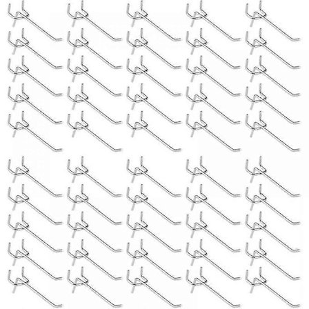 50 stk. hullplatekroker, veggkroker for utstilling, garasje, butikk, verktøyoppbevaring og oppheng