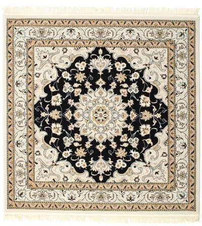Medallion Nain Mahak Rug - Beige/Black 200X200