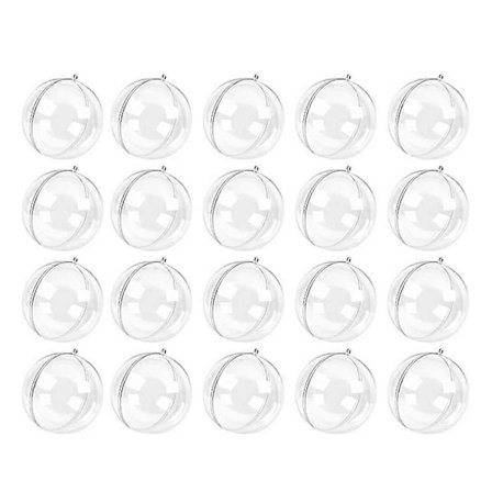 20 stk Gjennomsiktige Julerkule til Fylling 8 cm Plastkule Ball Garn Dekorasjon Fest Bryllup Bursdag, 20 stk