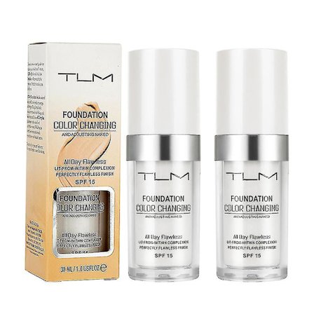 2 stk Tlm Flawless Farveskiftende Foundation Makeup Hudtone Matchende Concealer
