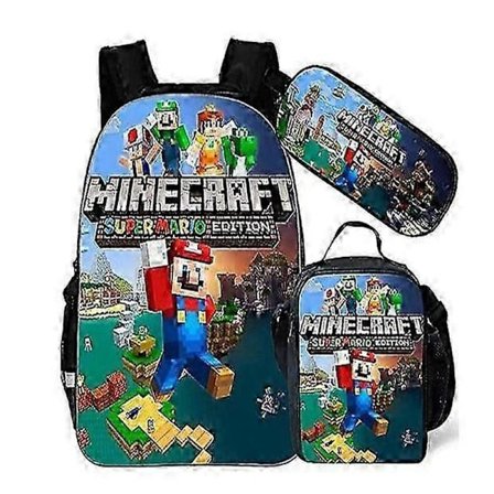 Minecraft skolesekk barneskolesekk barn skolesekk stor kapasitet anime tegneserie ryggsekk 2-NMAOV
