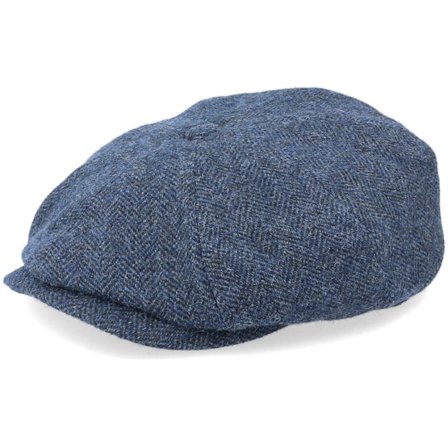 Stetson - Azul flatcap Gorra - Hatteras Wool Herringbone Navy Flat Cap @ Hatstore
