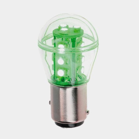Lampa LED do latarni NauticLED, 1.2 W (odpowiada 15 W), BAY15D, 360°, 10 - 35 V, Ø25 x 48 mm, zielona - Jachtowa