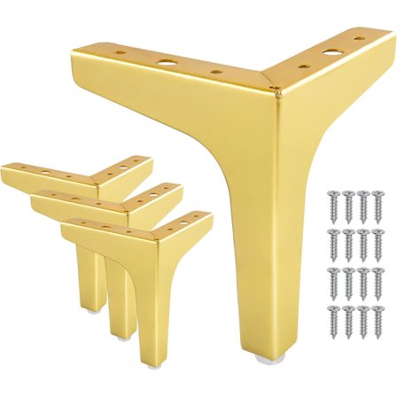 15 cm Trekantede Møbelben, Sæt med 4 DIY Metal Diamant Sofaben, Erstatning til Skabe Bord Sofa Ben Stol Ben (Guld)