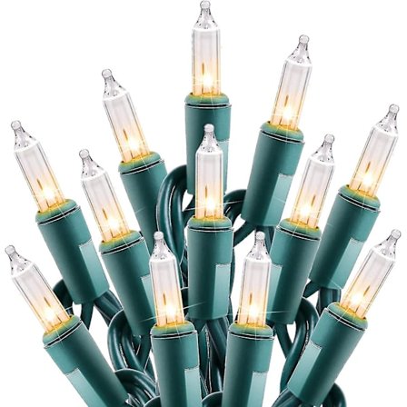 Klare lyslenker 100 stk 7,6 meter glødepære minilys grønn ledning - Jxlgv