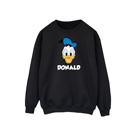 Disney Herr Donald Duck Ansikte Sweatshirt L Svart