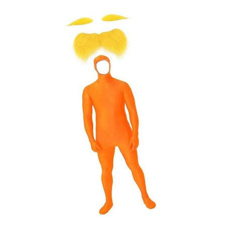 Halloween Tangerine Kostyme Tilbehør Falsk Bart Skjegg og Gule Øyenbryn Åpen Ansikts Bodysuit for Cosplay Party - DSW