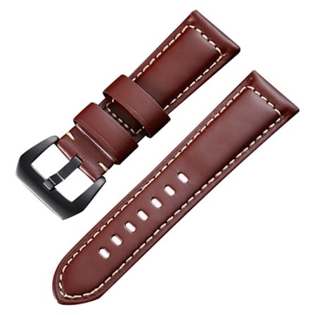 22 mm universalrem i ekte skinn i retrostil - Lys Kaffe / Svart