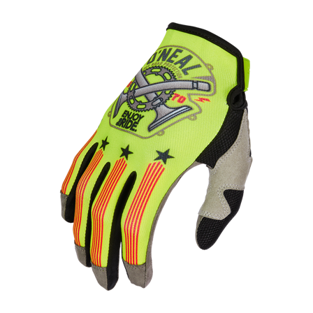 Mănuși Motocross O'Neal MAYHEM PISTON V.23 galben neon/negru/roșu S