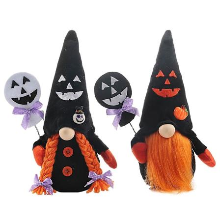 Set med 2 Halloween-nisser i plysj, håndlaget svensk Tomte-nisse, skandinavisk