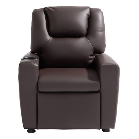 Barn Inklinerbar Fåtölj - DUOKU - Ergonomisk Stol - Justerbart Ryggstöd 101°-121° - Brun - Dryckeshållare