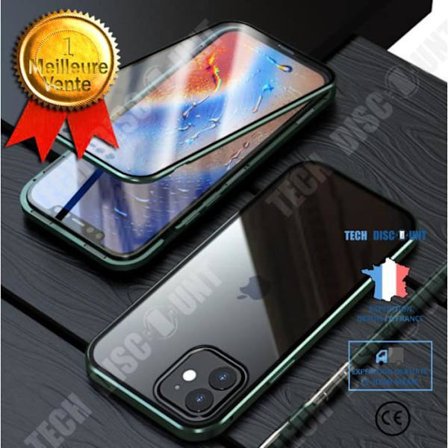 Mobilfodral - TECH DISCOUNT - iPhone 12 - Dubbelhärdat glas - Metall - Magnetisk