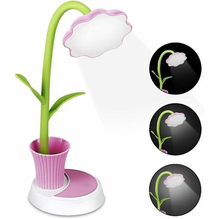 Solros Penna Hållare Bordslampa USB Laddning Sovrum Kontor LED Sovsal Studenter Ögonskydd Rosa Bordslampa