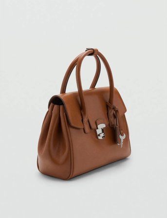 Mango Small City Handbag With Flap - Brown - ONE SIZE