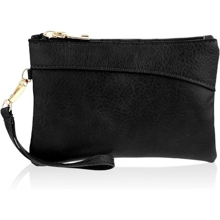 Håndleddsveske Clutch Penger for Kvinner Lær Håndleddsveske Lommebok Clutch Penger Kveldsvesker For Kvinner (Svart liten veske)