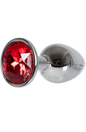 Diamond Butt Plug Silver/Red Small