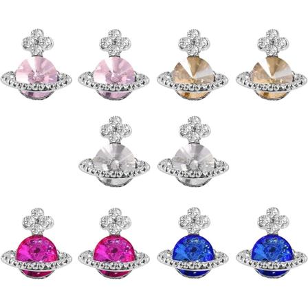 10 stk planeter negle rhinestones legering diamant krystall sjarm luksus neglekunst 3D skinnende Saturn form negle DIY håndverk neglekunst kvinne 